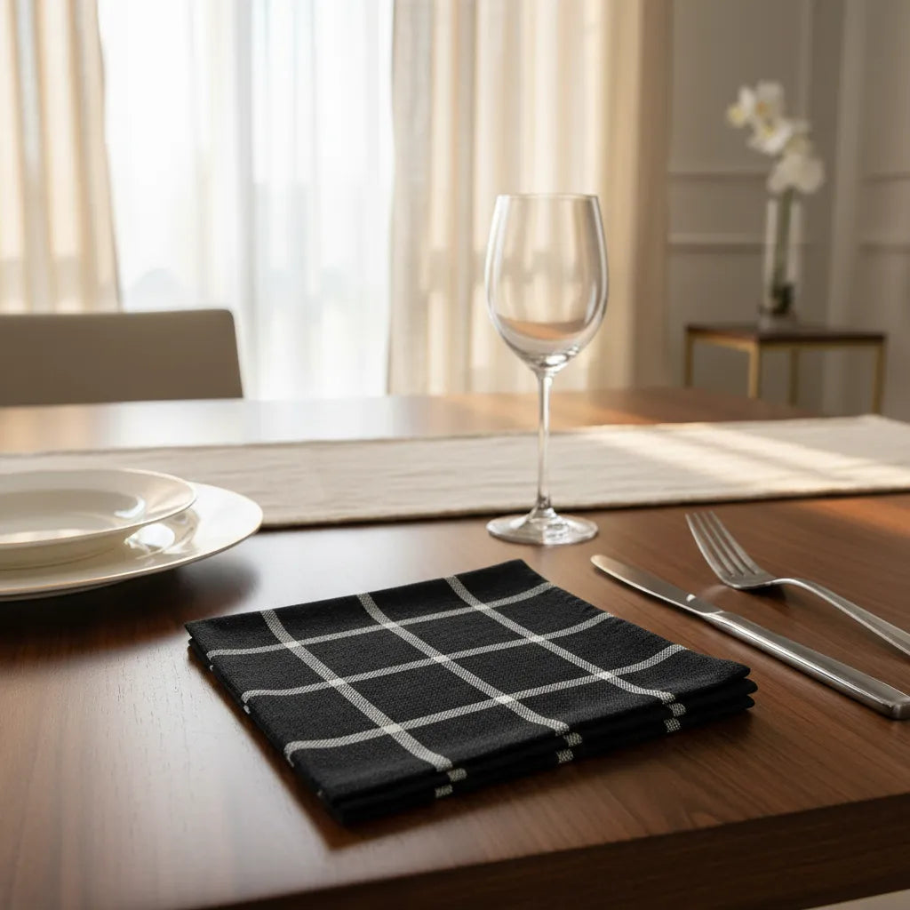 Trilho de Mesa + Guardanapo Estilo Contemporâneo - Preto